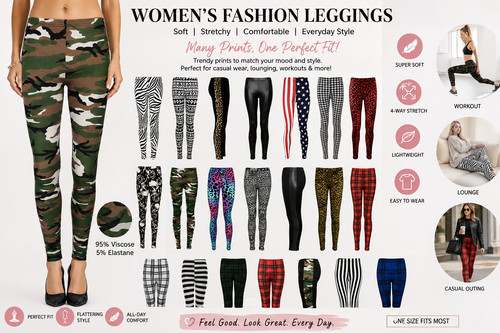 Ladies printed leggings - ladies, full
