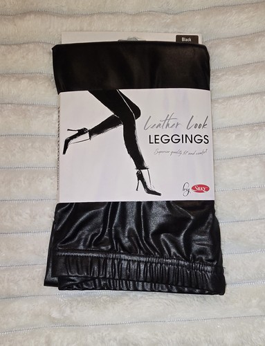 Leather look leggings - leather,
